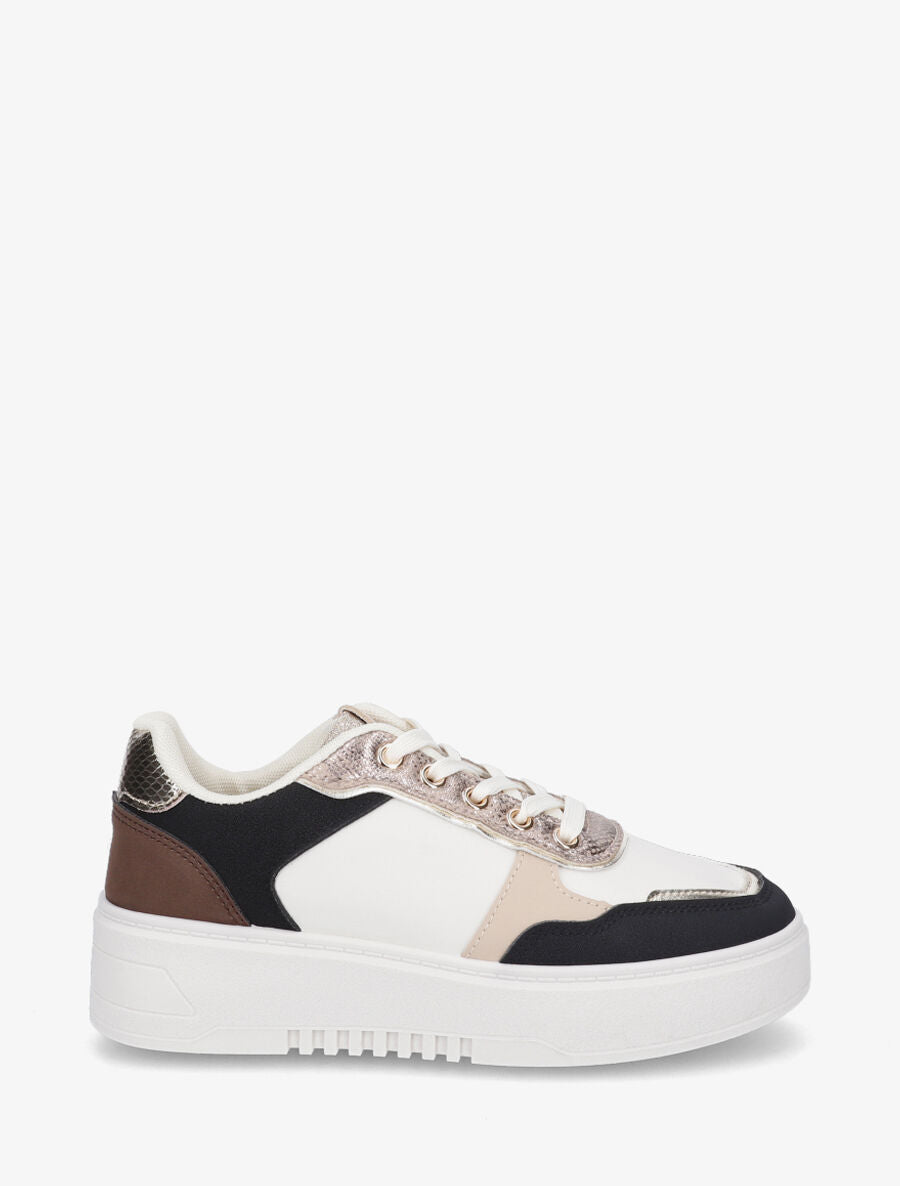 Sneakers à plateforme et languette irisée - Noir - 5