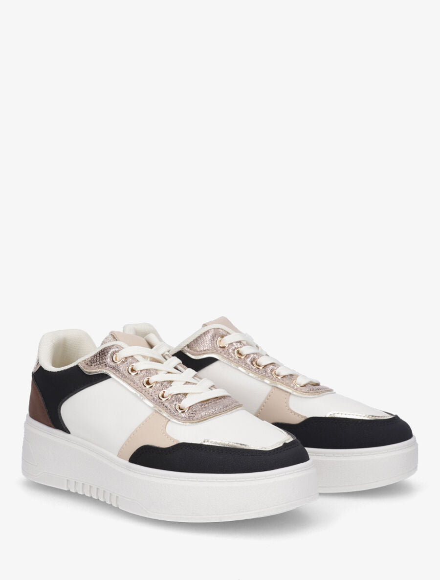 Sneakers à plateforme et languette irisée - Noir - 4