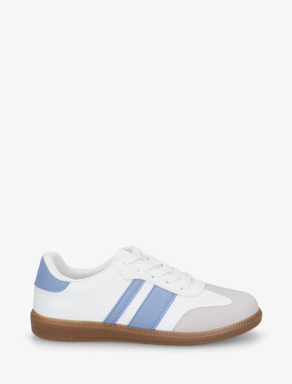 Sneakers en simili bi-matière - Bleu - 5