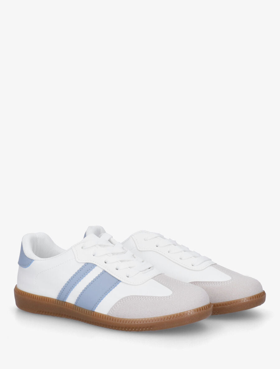 Sneakers en simili bi-matière - Bleu - 4