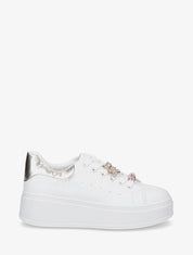 Sneakers à contrefort contrastant et bijoux strassés - Or - 5