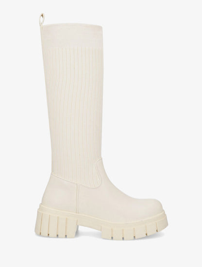 Bottes style chaussettes - Beige - 5