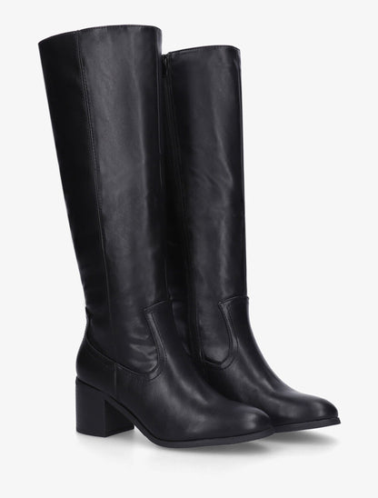 Bottes unies en simili à talon - Noir - 4