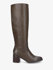 Bottes unies en simili à talon - Kaki - 1
