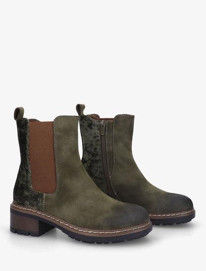 Bottines chelsea à détail python - Kaki - 4