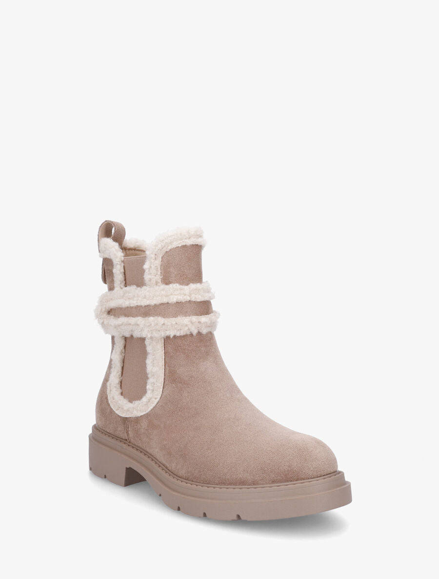 Bottines unies à coutour molletonné - Taupe - 2