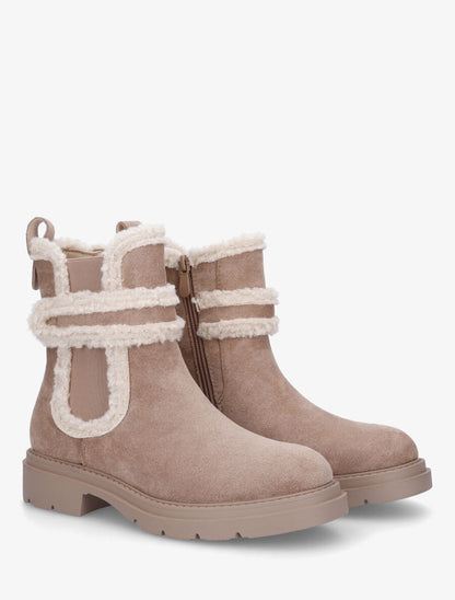 Bottines unies à coutour molletonné - Taupe - 4
