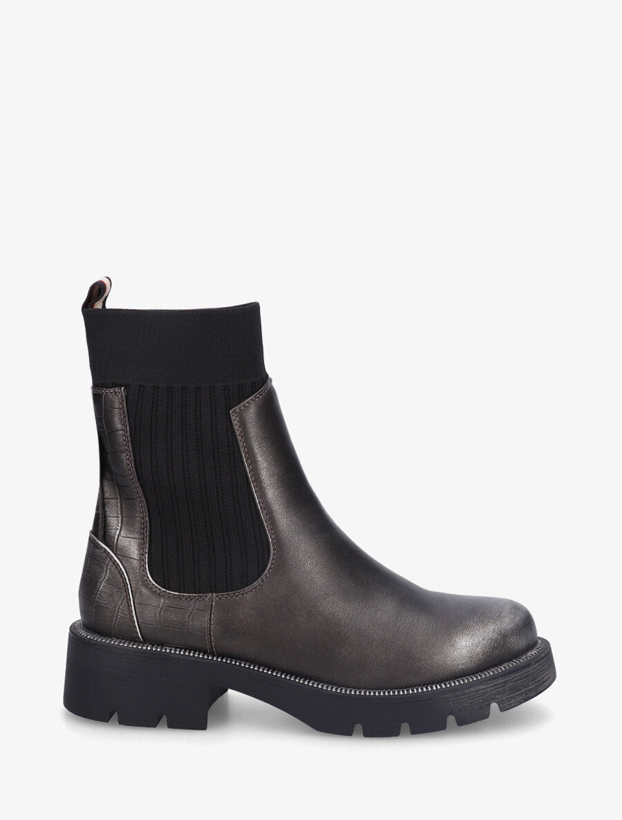 Bottines style chaussettes à contrefort croco - Bronze - 5