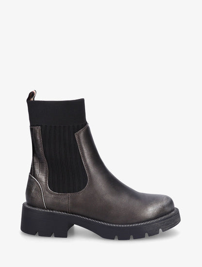 Bottines style chaussettes à contrefort croco - Bronze - 5