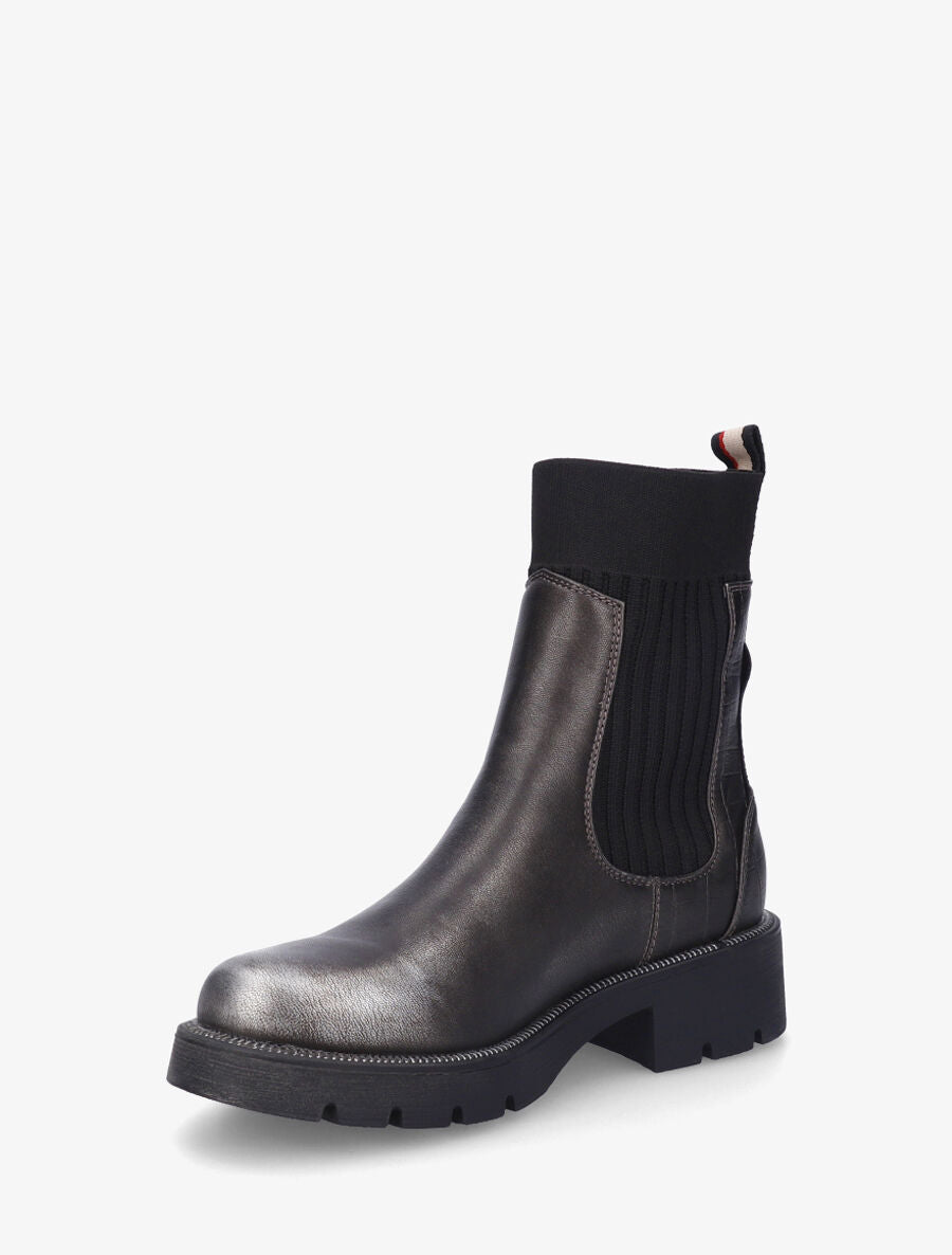 Bottines style chaussettes à contrefort croco - Bronze - 3