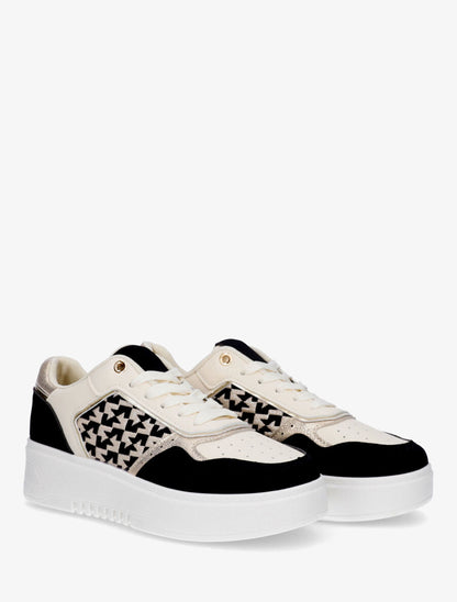 Sneakers en simili à imprimé graphique irisé - Noir - 4