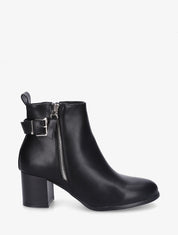 Bottines en simili à zip décoratif - Noir - 5