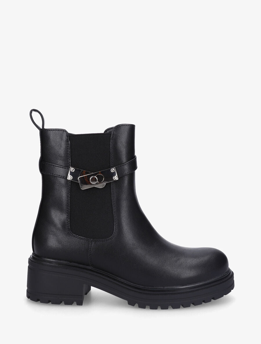 Bottines élastiquées à empiècement métal - Noir - 5