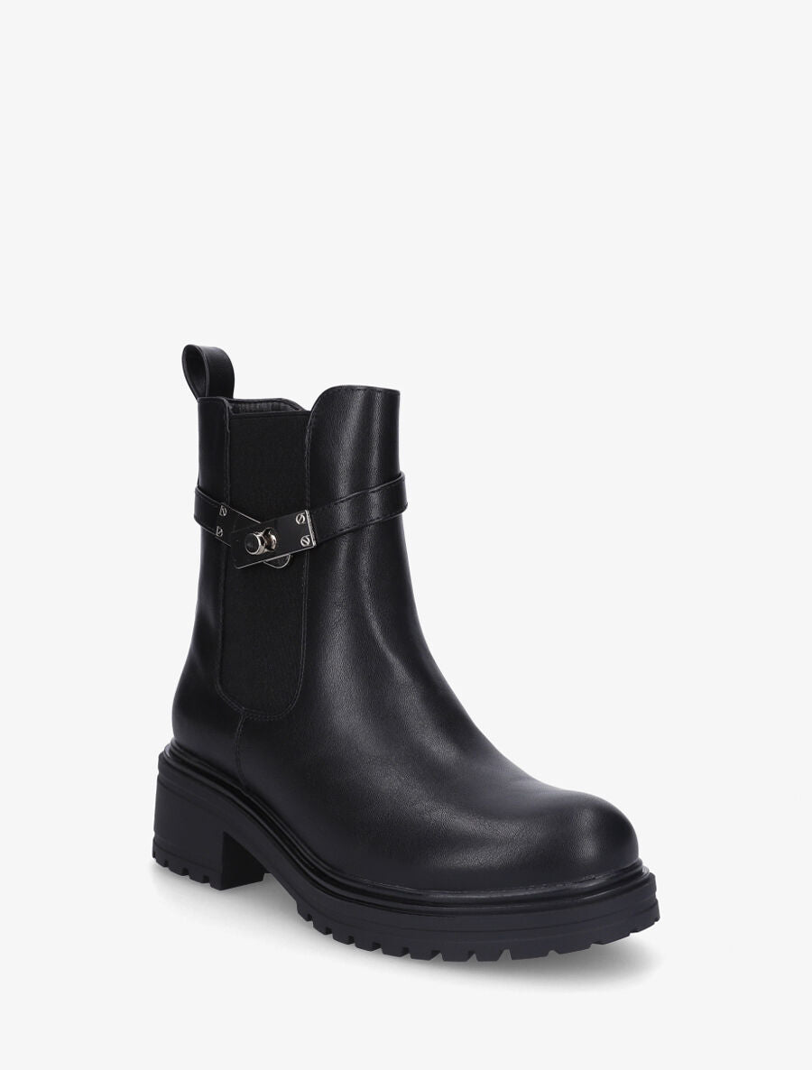 Bottines élastiquées à empiècement métal - Noir - 2