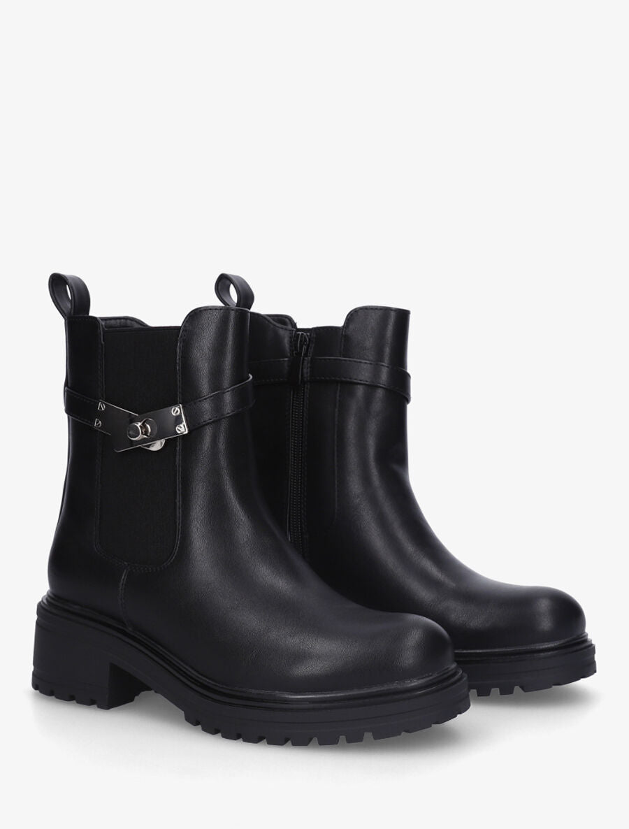 Bottines élastiquées à empiècement métal - Noir - 4