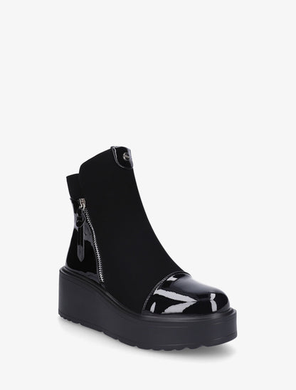 Bottines compensées bi-matière - Noir - 2