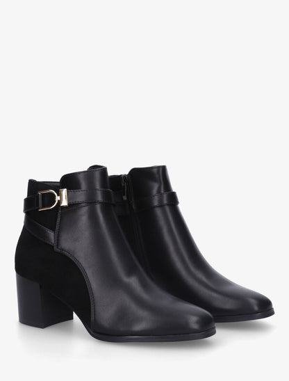 Bottines à talon en simili et suédine - Noir - 4