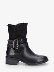 Bottines unies fourrées et sanglées - Noir - 5