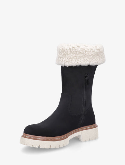 Bottines montantes effet nubuck - Noir - 3