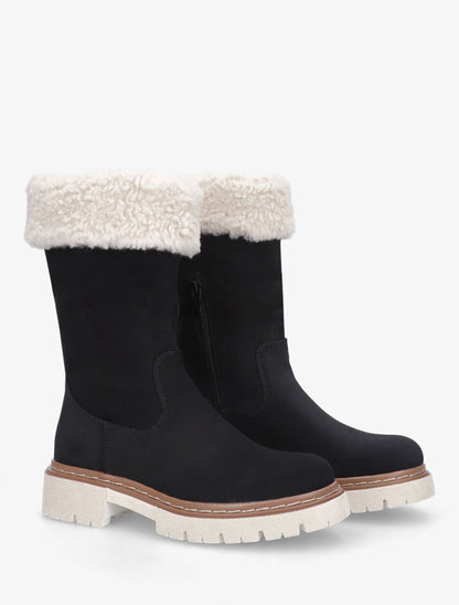 Bottines montantes effet nubuck - Noir - 4