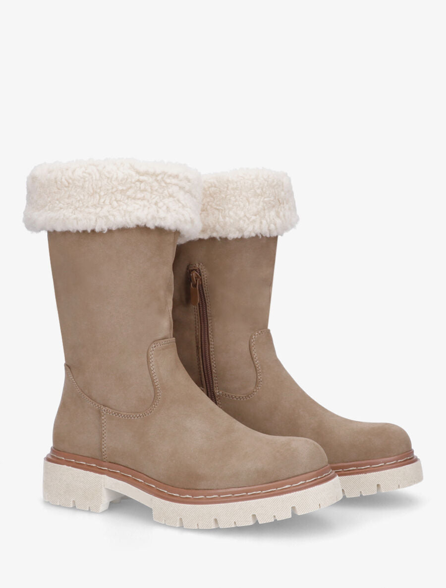 Bottines montantes effet nubuck - Taupe - 4