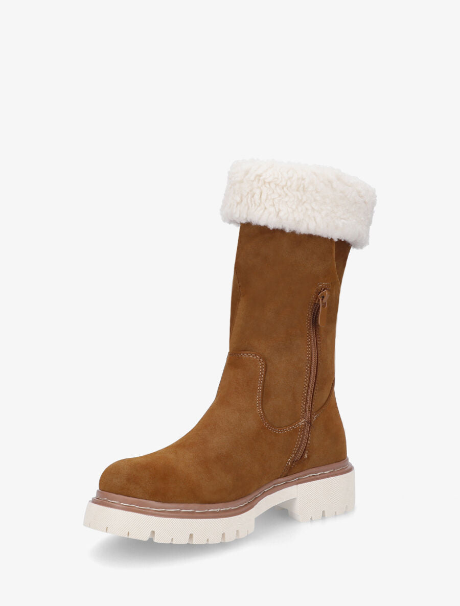 Bottines montantes effet nubuck - Camel - 3