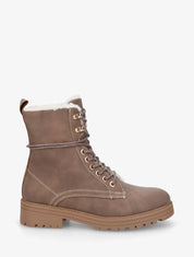 Bottines montantes unies à lacets - Taupe - 1
