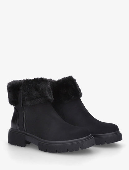 Bottines effet nubuck à revers et zip décoratif - Noir - 4