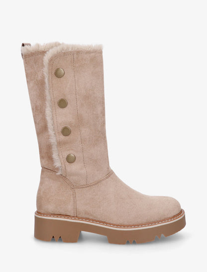 Bottines montantes fourrées et boutonnées - Taupe - 5
