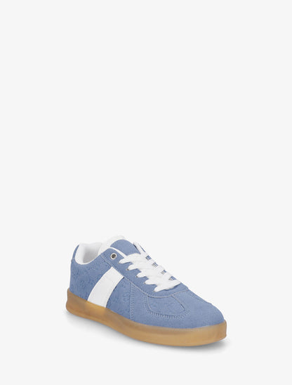 Sneakers effet nubuck à motif géométrique - Bleu - 2
