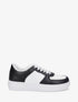 Sneakers en simili à bout rond piqueté - Noir/blanc - 5