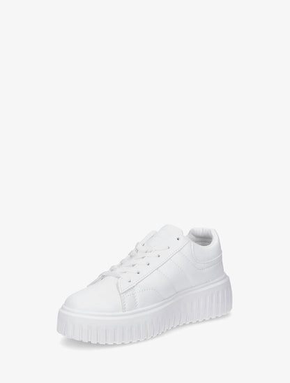 Sneakers à plateforme striée - Blanc - 3