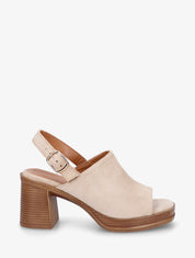 Sandales à talon en suédine - Beige - 5