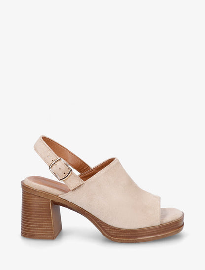 Sandales à talon en suédine - Beige - 5