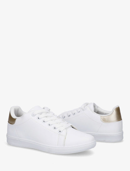 Sneakers plates à contrefort contrastant - Or - 4