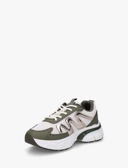 Baskets en simili et mesh - Kaki - 3