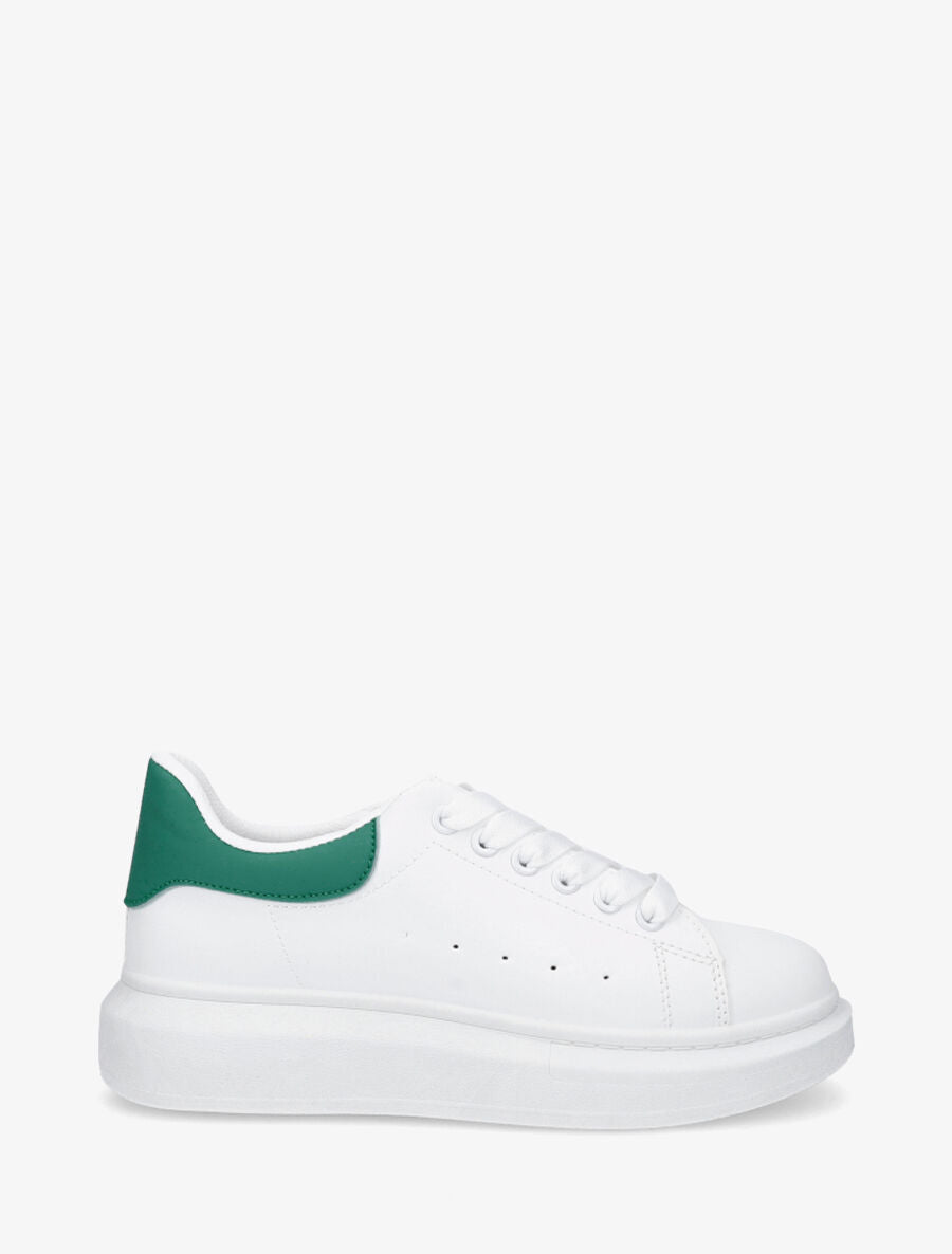 Sneakers classiques à contrefort contrastant - Blanc/vert - 1