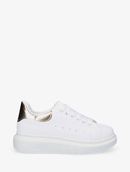 Sneakers classiques à contrefort nacré - Blanc/or - 1