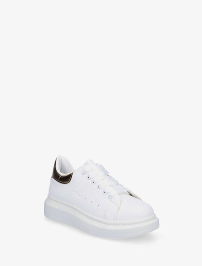 Sneakers classiques à contrefort nacré - Blanc/or - 2