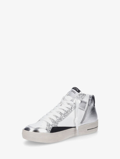 Sneakers montantes zippées à détail pailleté - Argent - 3