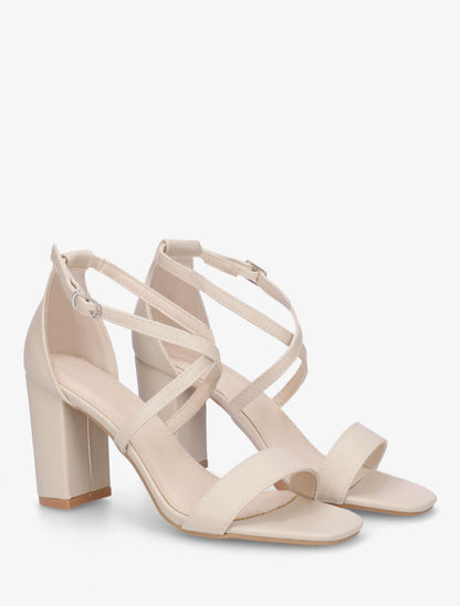 Sandales hautes à brides croisées - Beige - 4