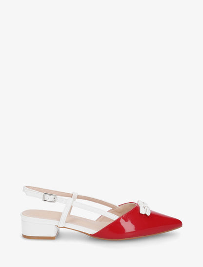 Ballerines ouvertes pointus à noeuds - Rouge - 1