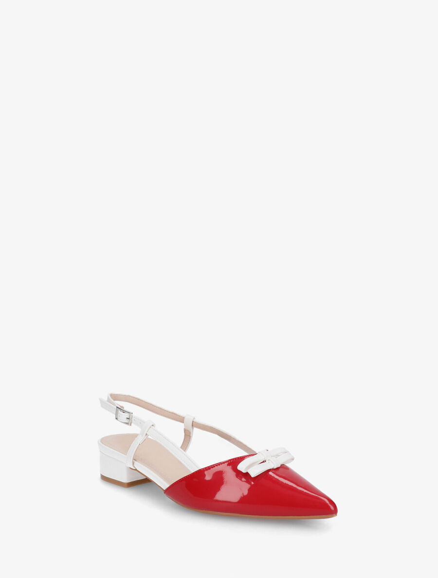 Ballerines ouvertes pointus à noeuds - Rouge - 2