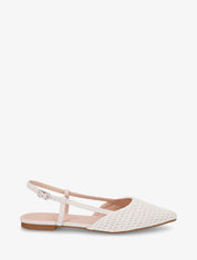Ballerines pointus effet tressé à talon ouvert - Blanc - 1