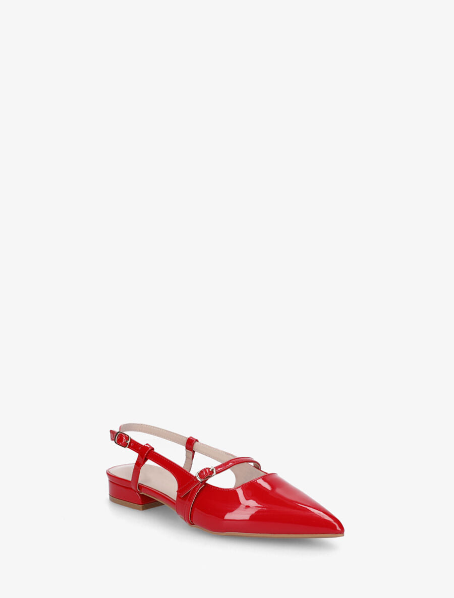 Ballerines pointus à talon ouvert - Rouge - 2