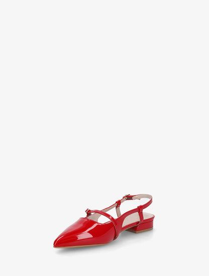 Ballerines pointus à talon ouvert - Rouge - 3