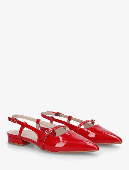 Ballerines pointus à talon ouvert - Rouge - 4