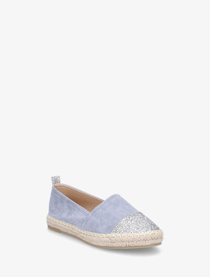 Espadrilles plates en suédine et à paillettes - Bleu - 2
