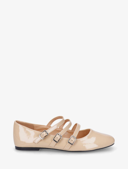 Ballerines vernies à 3 brides - Beige - 5