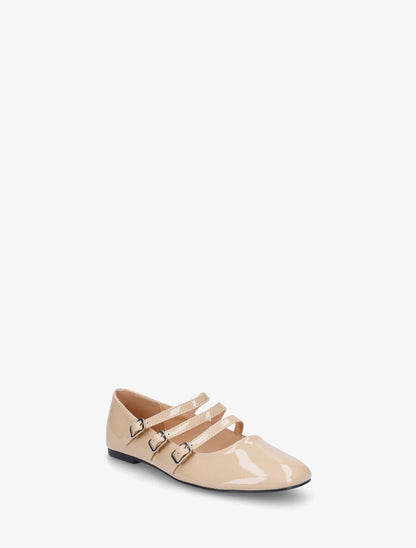 Ballerines vernies à 3 brides - Beige - 2